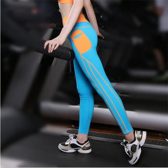 Women Breathable Quick Dry Sport Pants High Elastic Skinny Patchwork Pocket Yoga Legging