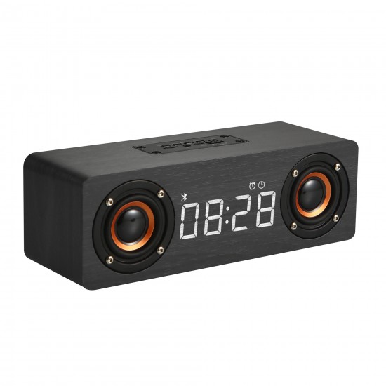 M5C bluetooth Speaker Alarm Clock LED Screen Display Voice Call Wooden Box High Quality Music Stereo Sound Effect Noise Reduction TF Card Speaker