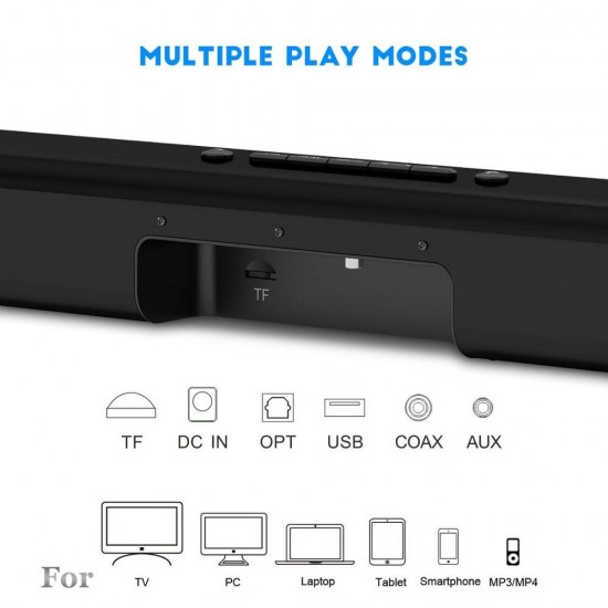 Y6 40W bluetooth Speaker TV Soundbar 4 Drivers HiFi 3D Surround Stereo OPT COAX TF USA AUX Home Theater System Sound Bar