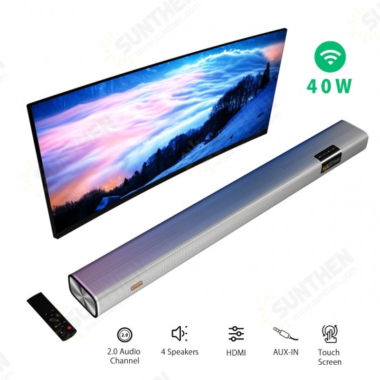 BW-SDB2 XR Wireless Soundbar with 40W 2.0 Audio Channel, 4 Speakers & 2 Low-Frequency Radiators, Multi-interface, Multi Scene Modes, Touch Screen