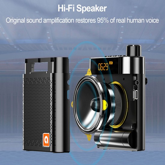 K6 Portable bluetooth 5.0 Speaker Professional Voice Amplifier with Microphone FM Radio Hi-Fi Sound 2000mAh Battery Life