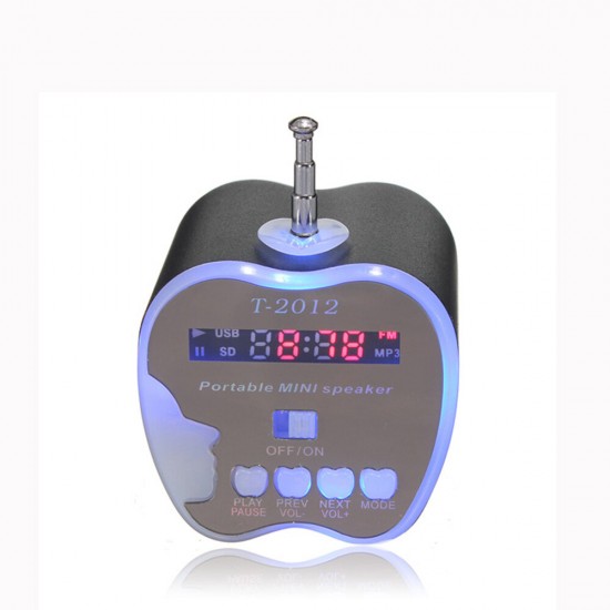 Mini Apple Shaped USB/TF Card LED FM Radio Speaker