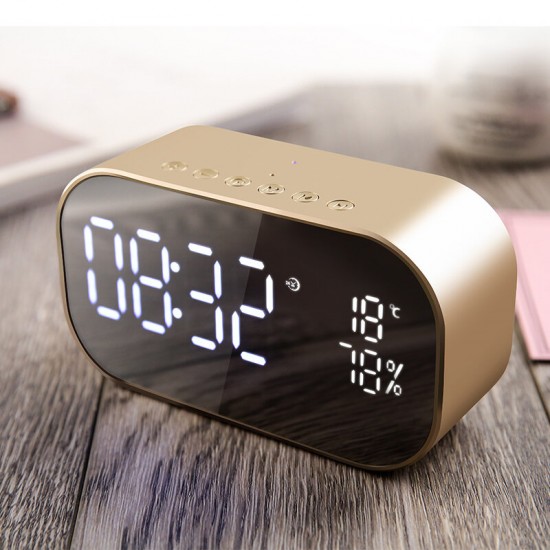 Portable LED Wireless bluetooth Speaker Dual Units FM Radio Alarm Clock USB Micro SD TF AUX Speaker