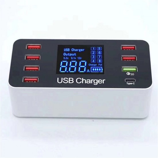 LCD Display USB Charger Quick Charger 3.0 USB 40W USB Type C Fast Charging Station For iPhone XS 11Pro Huawei P30 P40 Pro Mi10 Note 9S