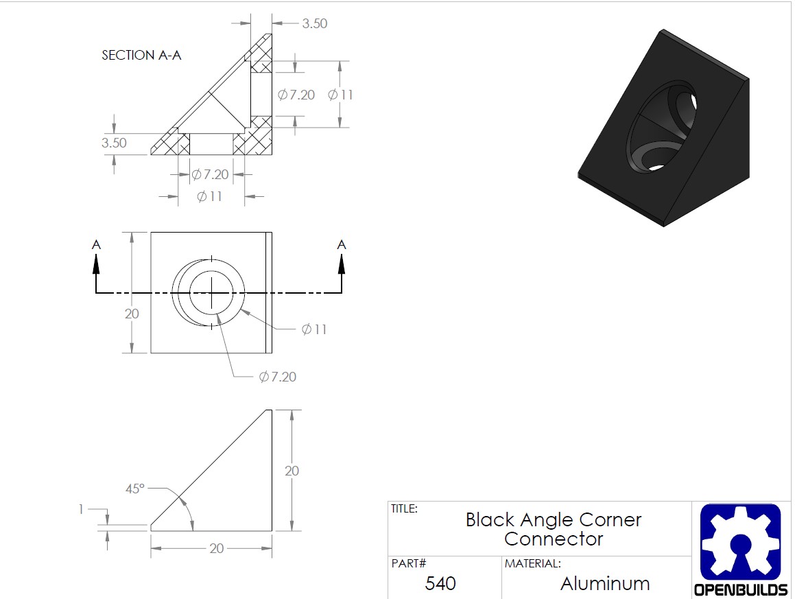 Aluminum-Black-Angle-Corner-Connector-For-20mm-Profile-Extruder-3D-Printer-Part-1407812-1