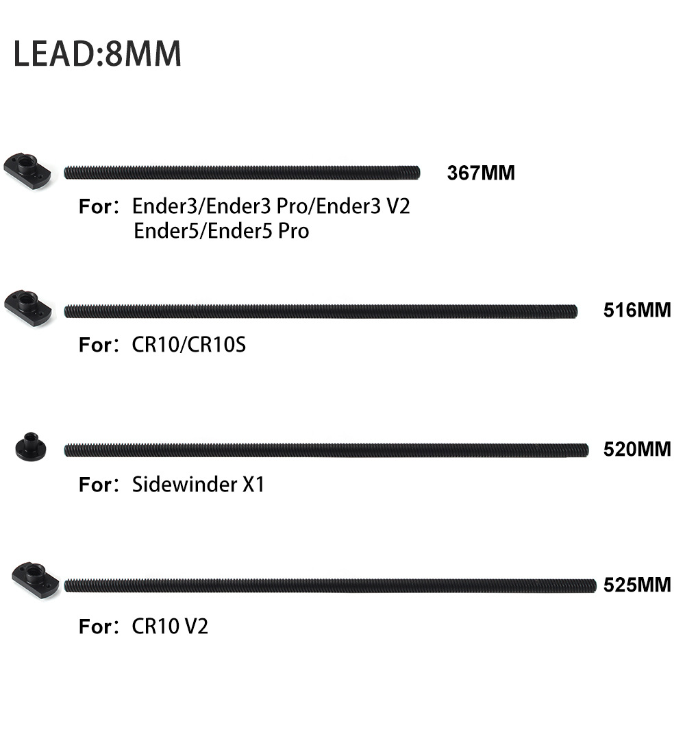 PTFE-Coated-Motor-Lead-Screw-T8-Lead-28mm-Pitch-2mm-POM-Nut-for-Ender-3-SeriesCR-10-SeriesSidewinder-1816381-1