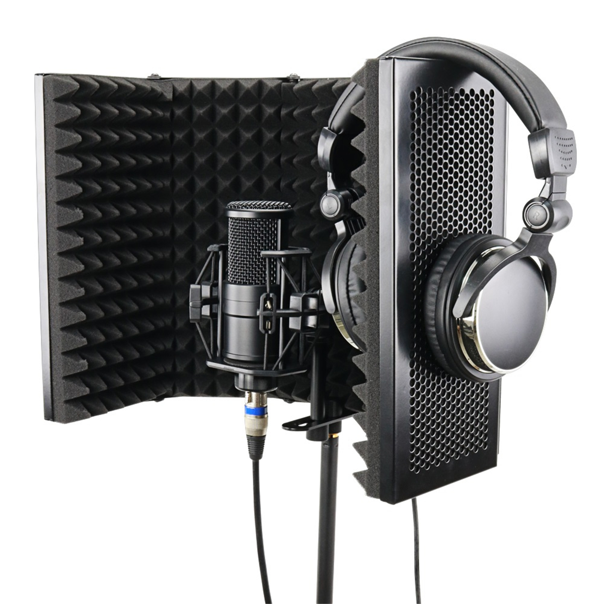 575-x-28cm-Foldable-Adjustable-Studio-Recording-Microphone-Isolator-Sound-Absorbing-Foam-Panel-Mic-I-1561155-1