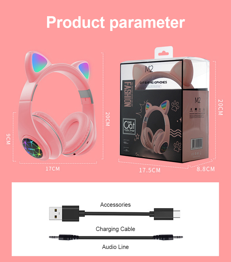 Bakeey-M2-Cut-Cat-Ear-Headphones-Wireless-bluetooth-50-HIFI-TF-Card-AUX-In-Luminous-Foldable-Head-Mo-1808623-8