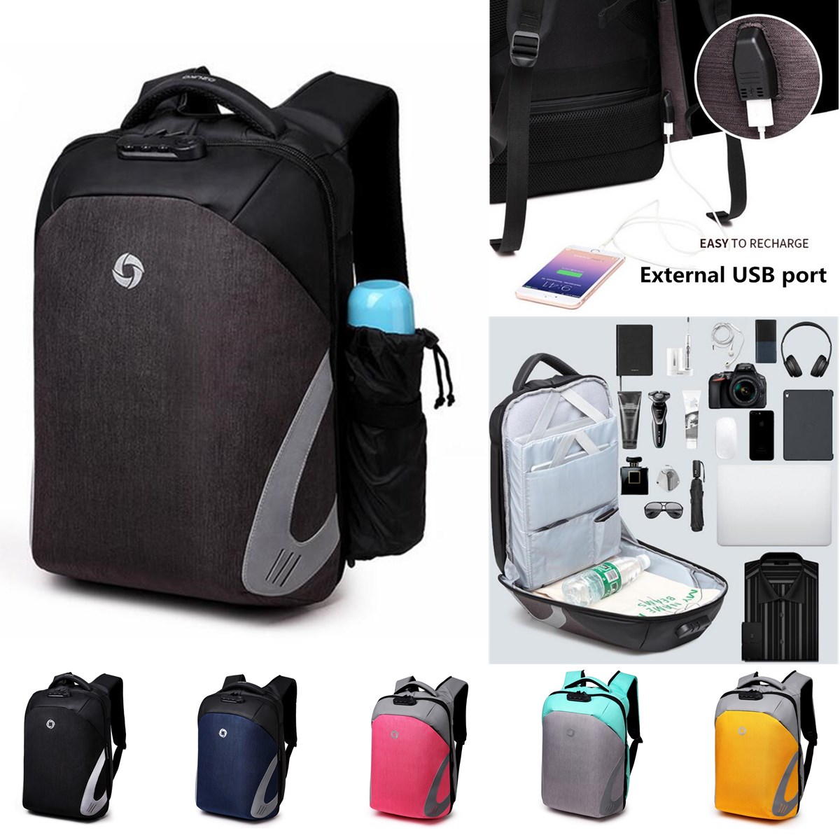 Men-Anti-Theft-Laptop-Backpack-Waterproof-Storage-Bag-Rucksack-With-USB-Charging-Port-For-Outdoor-1318924-1