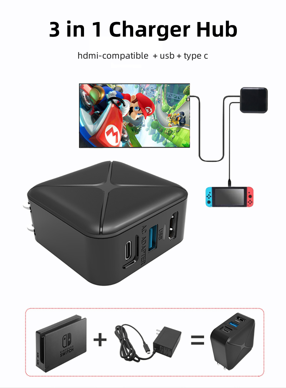 Bakeey-Docking-Station-Hub-1080P-HDMI-Video-Output--USB-to-RJ45-Port-31A-Fast-Charging-US-EU-UK-Plug-1938633-2