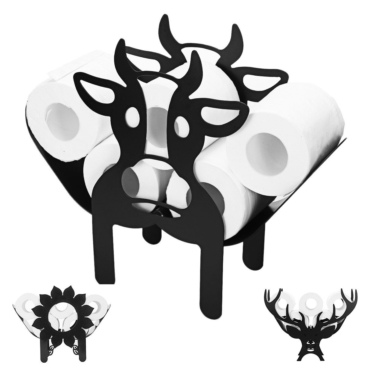 Black-Cow-Elk-Sun-Flower-Toilet-Roll-Holder-Paper-Bathroom-Free-Standing-Storage-1785596-3