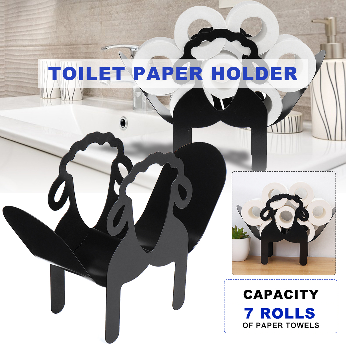 Black-Toilet-Paper-Holder-Metal-Sheep-Shape-Tissue-Storage-Rack-1780831-1