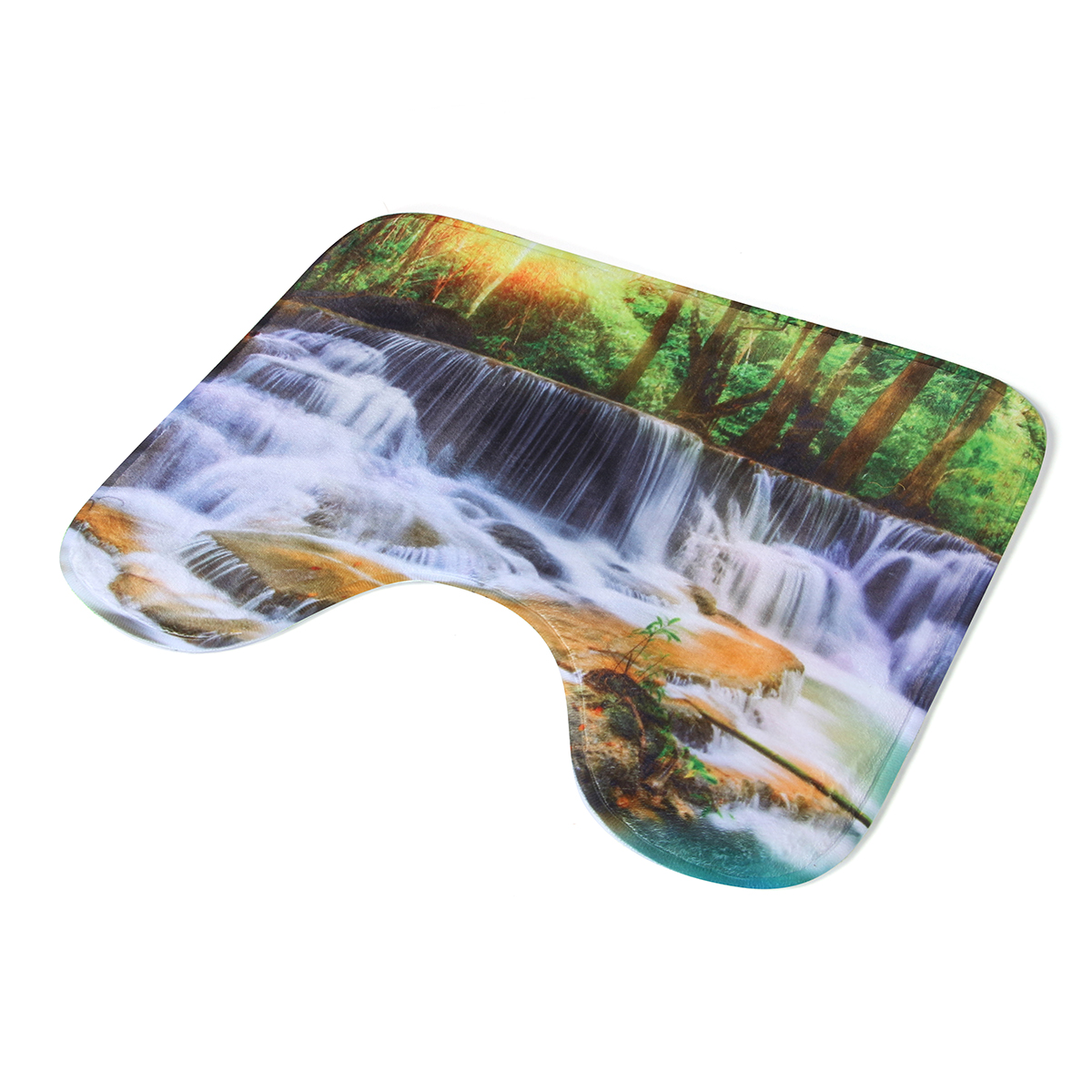 180x180CM-Waterfall-Printing-Waterproof-3PCS-Toilet-Cover-Mat-Non-Slip-Rug-Set-1920569-11