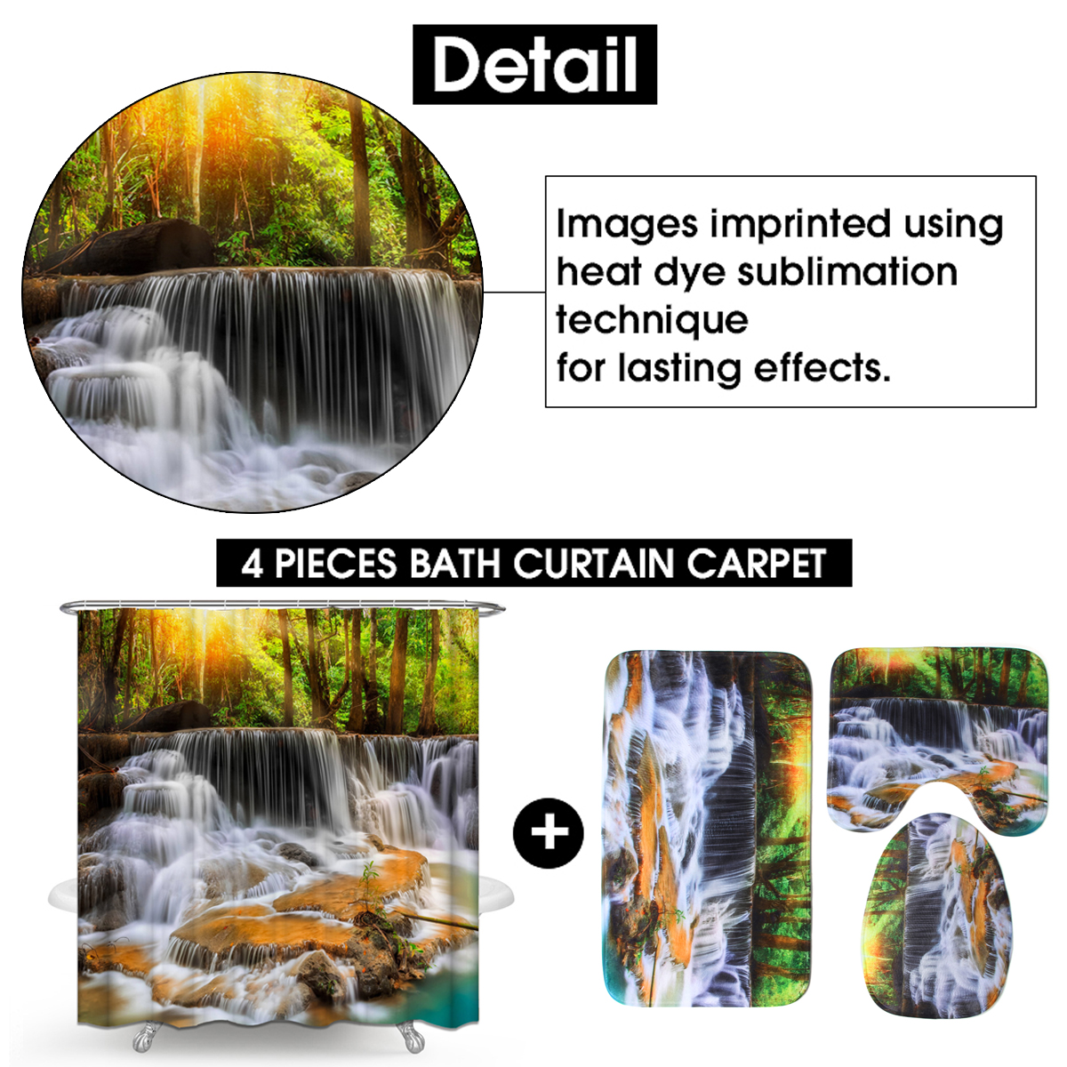 180x180CM-Waterfall-Printing-Waterproof-3PCS-Toilet-Cover-Mat-Non-Slip-Rug-Set-1920569-4