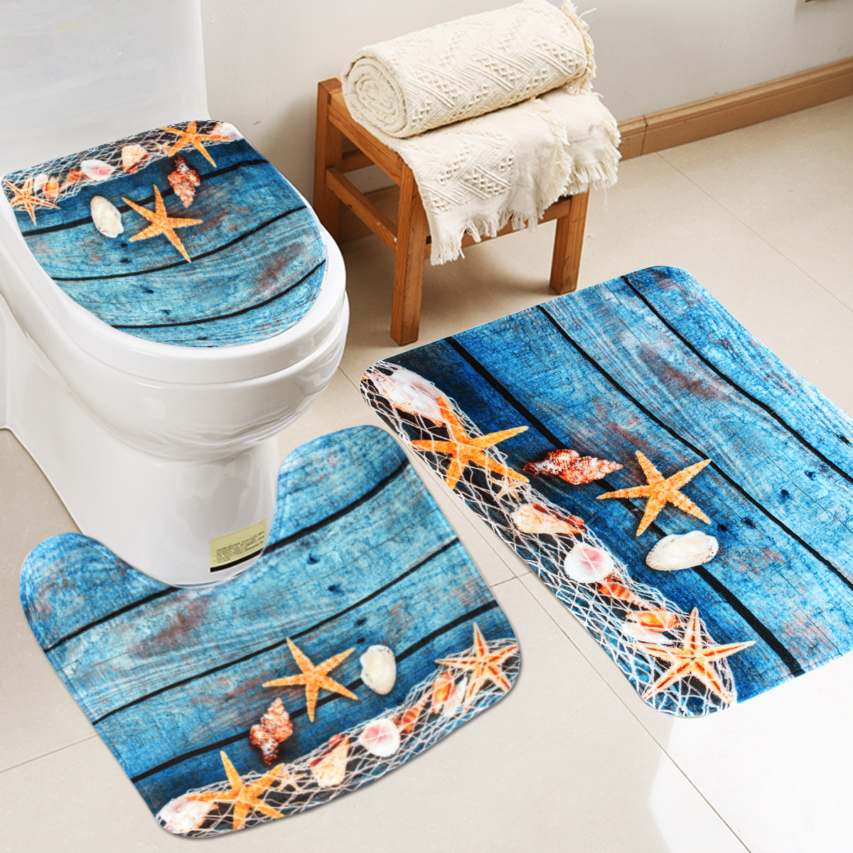 3PCS-Starfish-Wood-No-slip-Bathroom-Pedestal-Rug-Lid-Toilet-Cover-Bath-Mat-Set-1180941-3