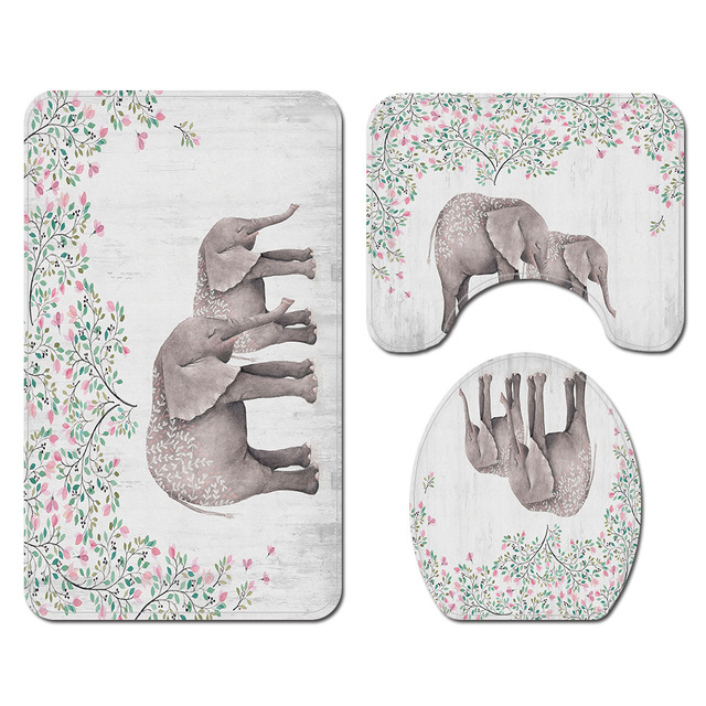 3pcs-Anti-slip-Bath-Rug-Elephant-Mat--Bathroom-Mat-Set-Bathroom-1707037-2