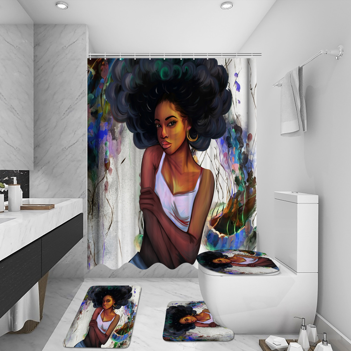 African-Girl-Shower-Curtain-Fabric-Bathroom-Curtains-Set-Non-slip-Bath-Mat-Toilet-Pad-Carpet-for-Bat-1838137-10