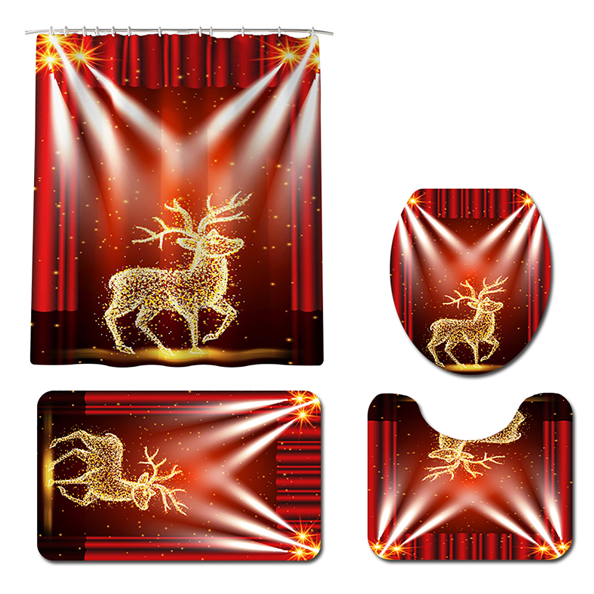 Christmas-Elk-Waterproof-Shower-Curtain-Set-Anti-slip-Non-toxic-Toilet-Rug-Mat-Toilet-Lid-Cover-Set-1904584-11