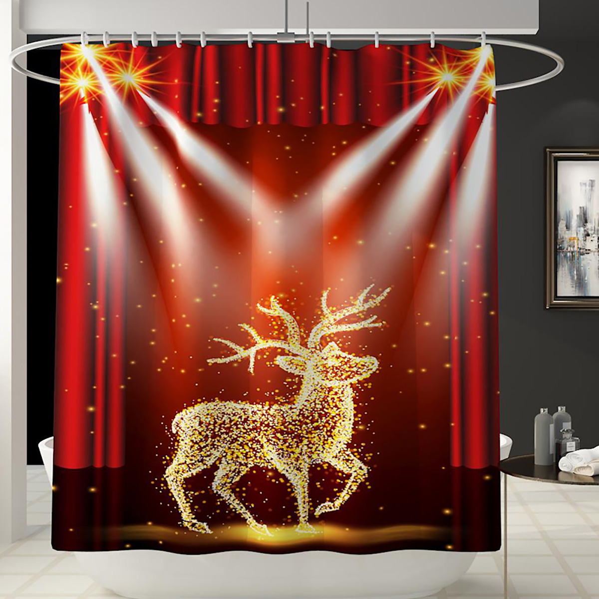 Christmas-Elk-Waterproof-Shower-Curtain-Set-Anti-slip-Non-toxic-Toilet-Rug-Mat-Toilet-Lid-Cover-Set-1904584-3