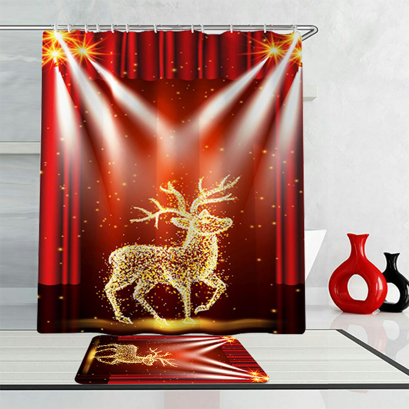 Christmas-Elk-Waterproof-Shower-Curtain-Set-Anti-slip-Non-toxic-Toilet-Rug-Mat-Toilet-Lid-Cover-Set-1904584-4