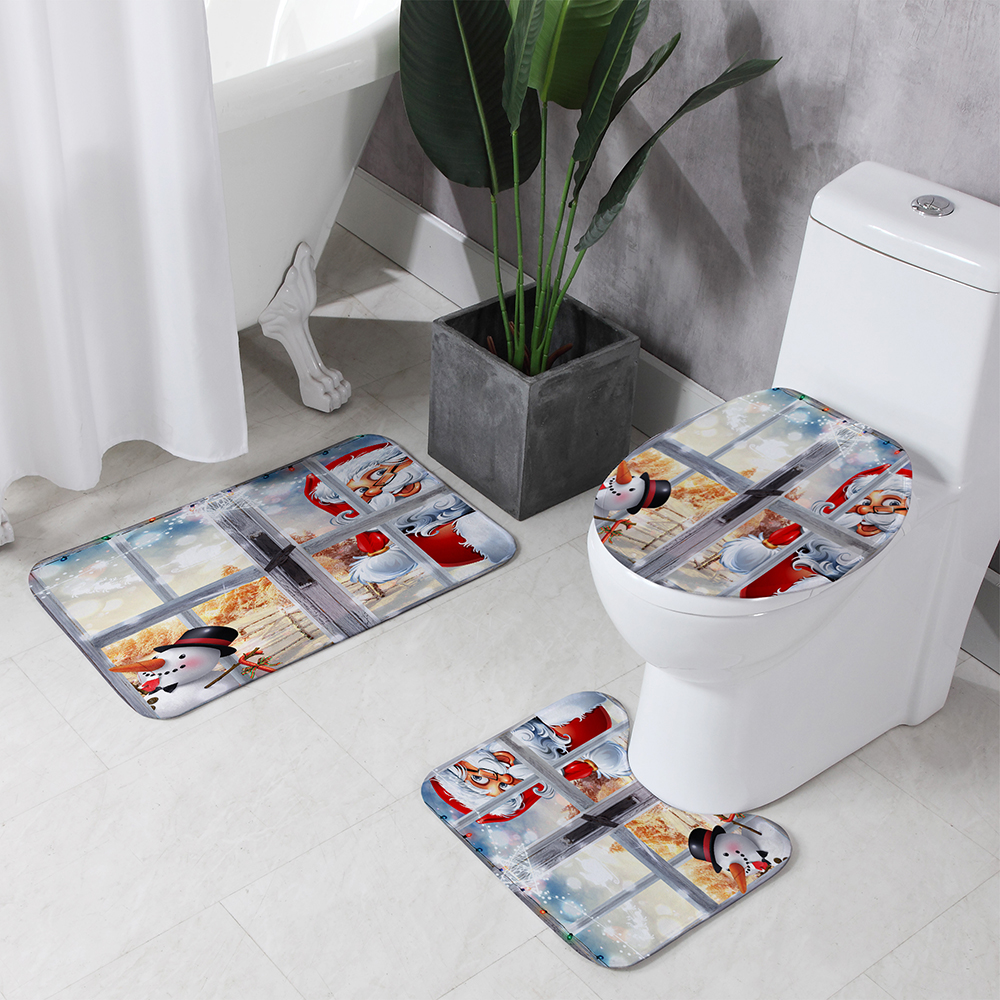 Christmas-Style-Shower-Curtain-Santa-Claus-Three-piece-Four-piece-Bathroom-Mat-Set-Waterproof-Toilet-1894048-16