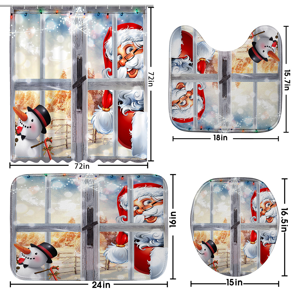 Christmas-Style-Shower-Curtain-Santa-Claus-Three-piece-Four-piece-Bathroom-Mat-Set-Waterproof-Toilet-1894048-18