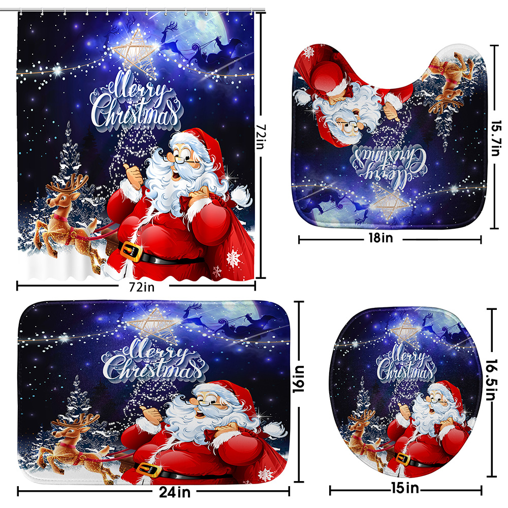 Christmas-Style-Shower-Curtain-Santa-Claus-Three-piece-Four-piece-Bathroom-Mat-Set-Waterproof-Toilet-1894048-27