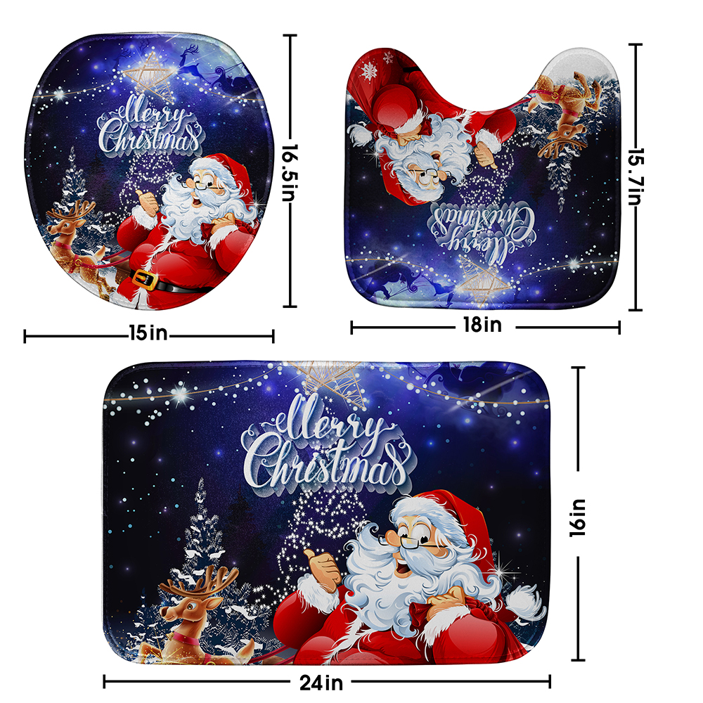 Christmas-Style-Shower-Curtain-Santa-Claus-Three-piece-Four-piece-Bathroom-Mat-Set-Waterproof-Toilet-1894048-28