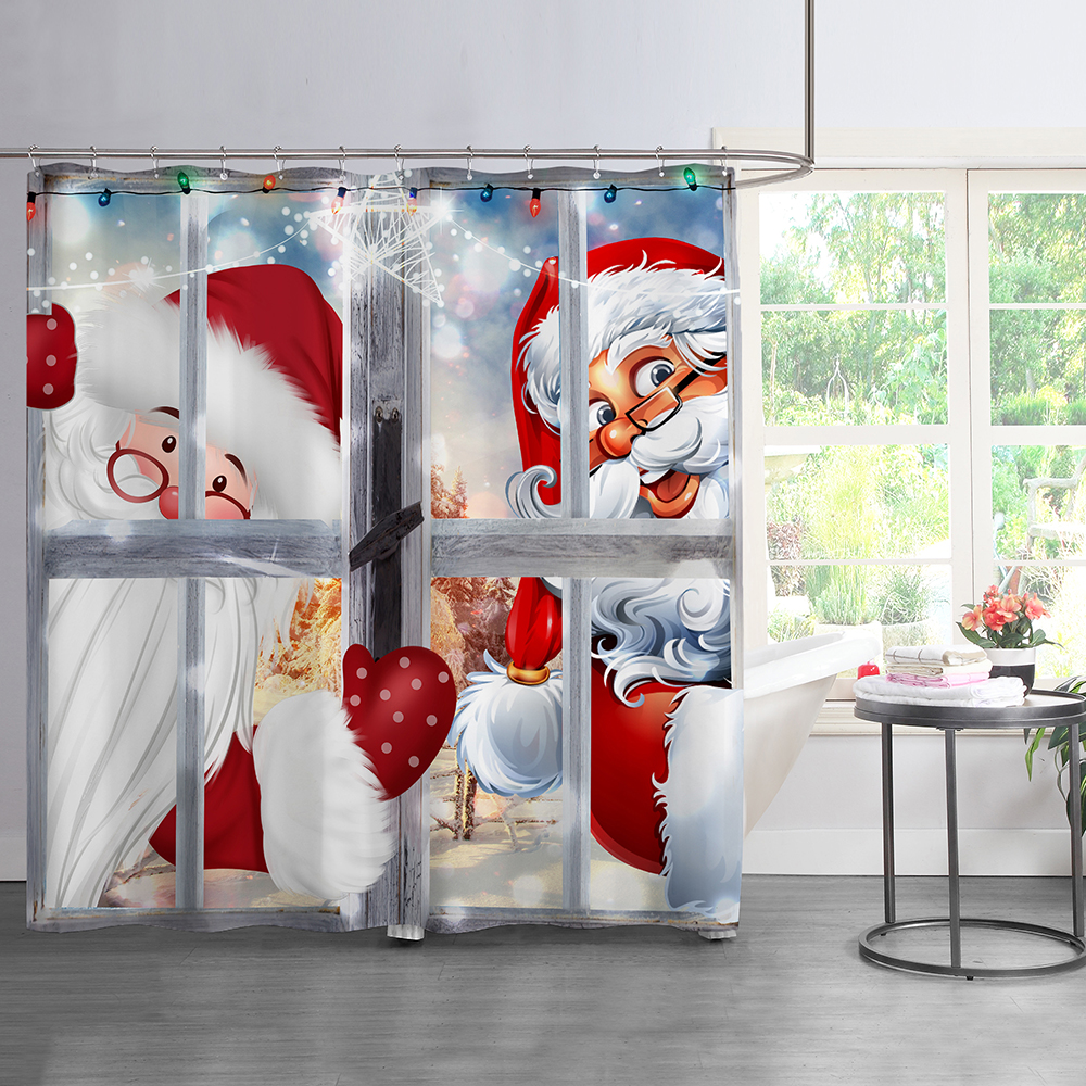 Christmas-Style-Shower-Curtain-Santa-Claus-Three-piece-Four-piece-Bathroom-Mat-Set-Waterproof-Toilet-1894048-37