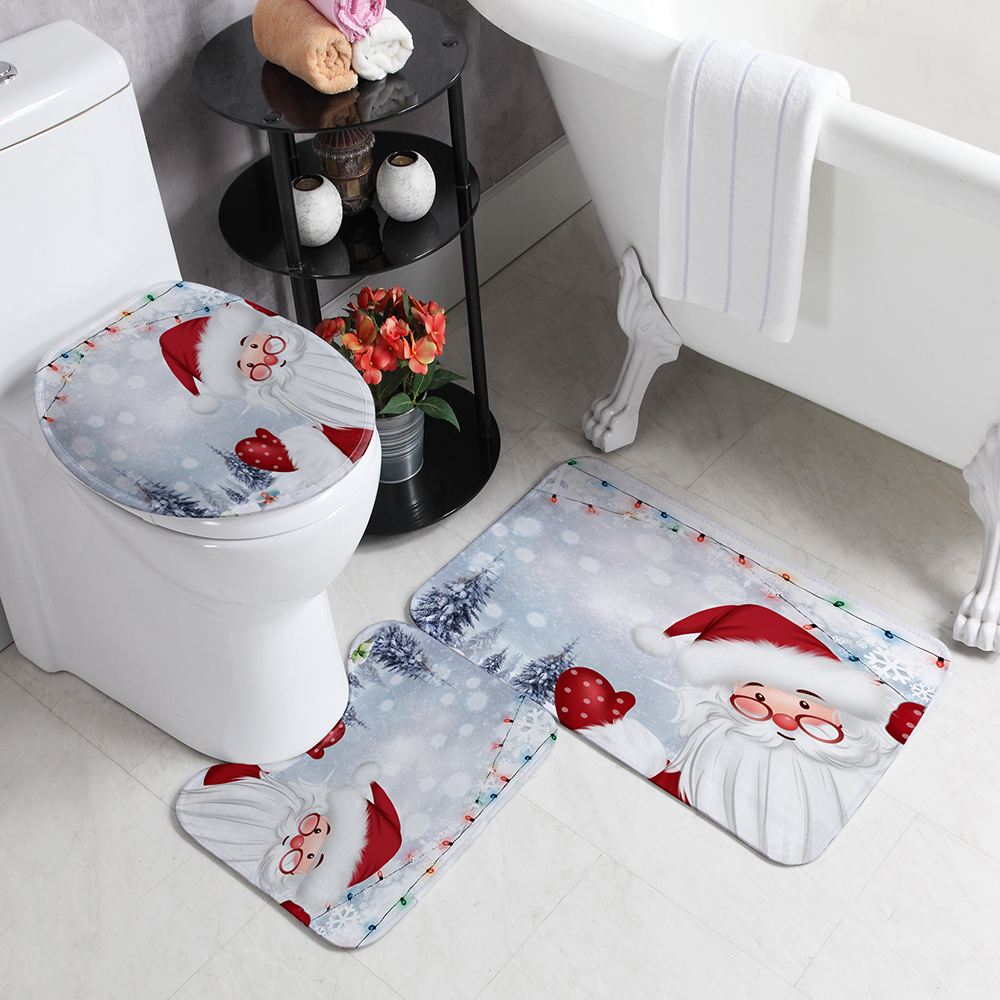 Christmas-Style-Shower-Curtain-Santa-Claus-Three-piece-Four-piece-Bathroom-Mat-Set-Waterproof-Toilet-1894048-40
