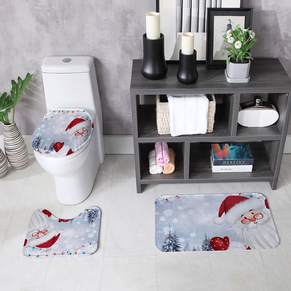 Christmas-Style-Shower-Curtain-Santa-Claus-Three-piece-Four-piece-Bathroom-Mat-Set-Waterproof-Toilet-1894048-41