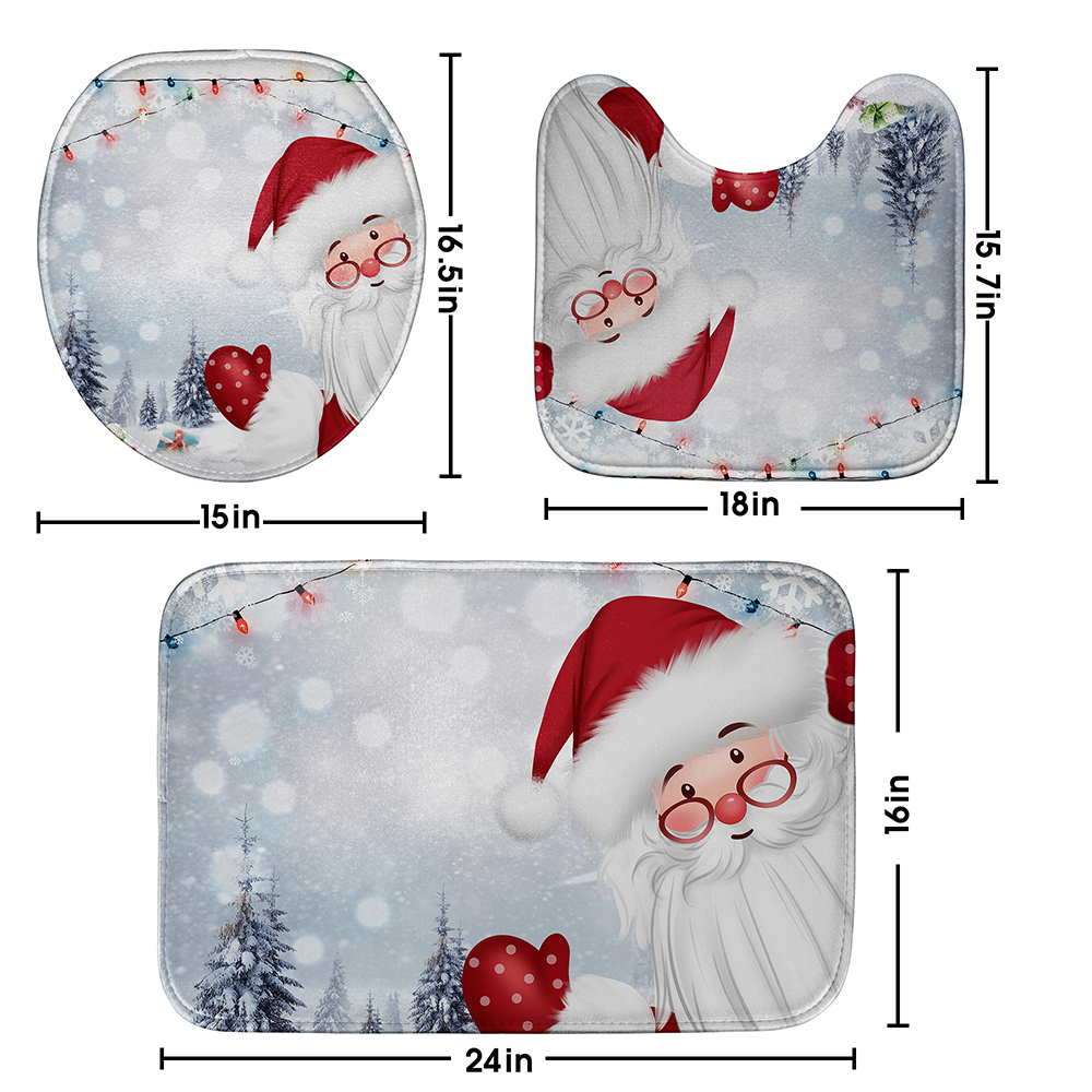 Christmas-Style-Shower-Curtain-Santa-Claus-Three-piece-Four-piece-Bathroom-Mat-Set-Waterproof-Toilet-1894048-46
