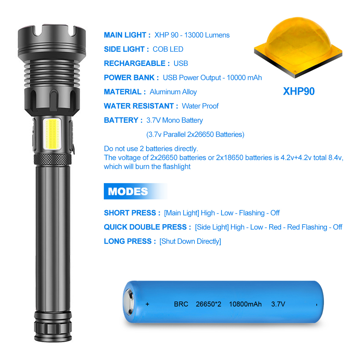 Super-Powerfull-P90-LED-Flashlight-With-Side-Light-Outdoor-Waterproof-Torch-1894081-1