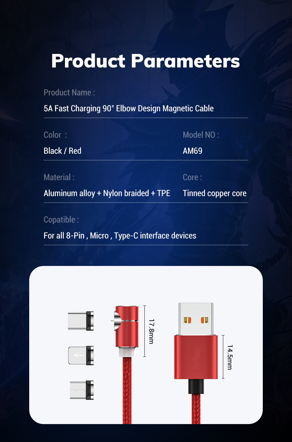 TOPK-3A-Type-C-Micro-USB-90-Degree-Fast-Charging-Magnetic-Data-Cable-For-Huawei-P30-Pro-Mate-30-Mi9--1585634-9