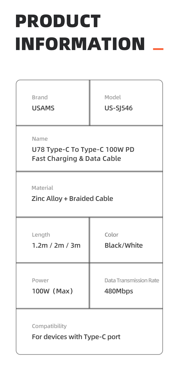 USAMS-U78-100W-USB-C-to-USB-C-PD-Cable-Fast-Charging-Data-Transmission-Cord-Line-2m-long-For-Xiaomi--1941084-9