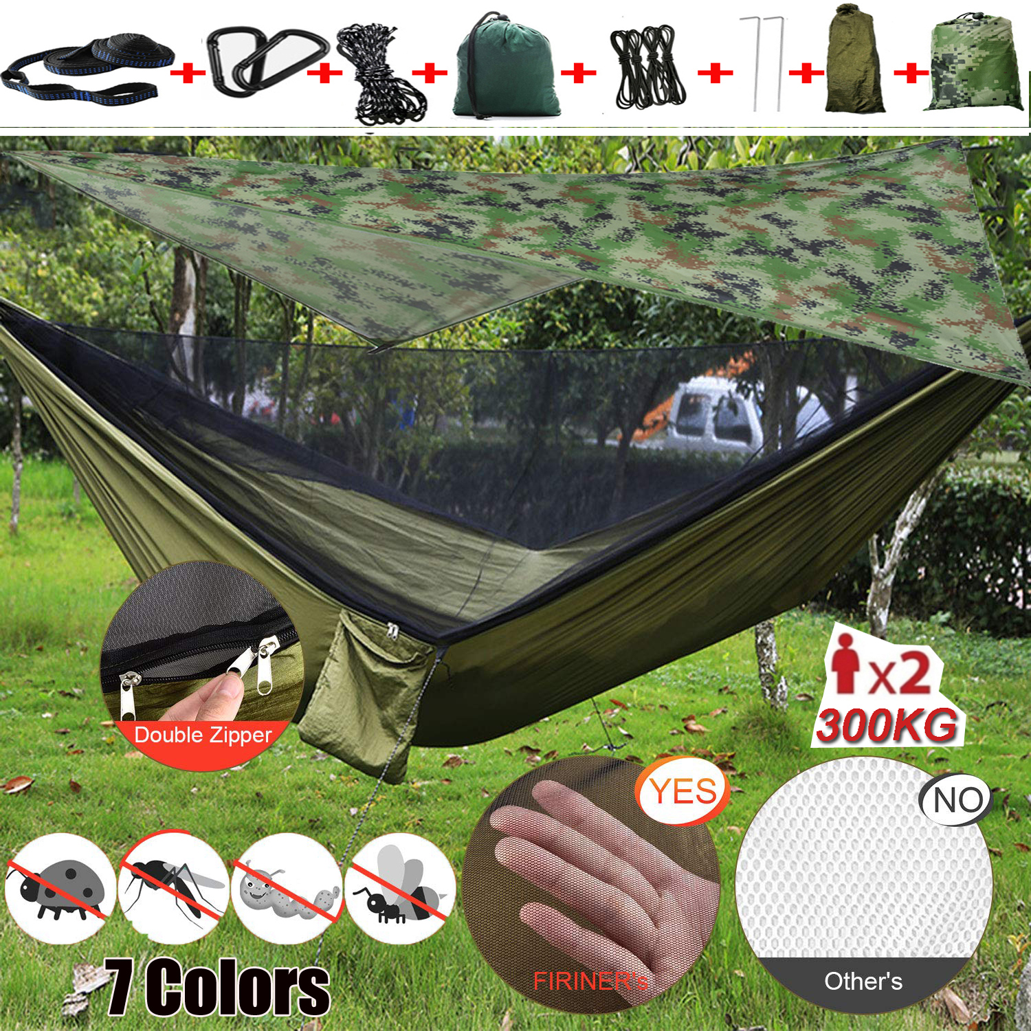 IPRee-Camouflage-Rain-Fly-Tarp-and-Camping-Hammock-with-Mosquito-Net-Portable-Hammock-Canopy-210T-Pl-1634658-1