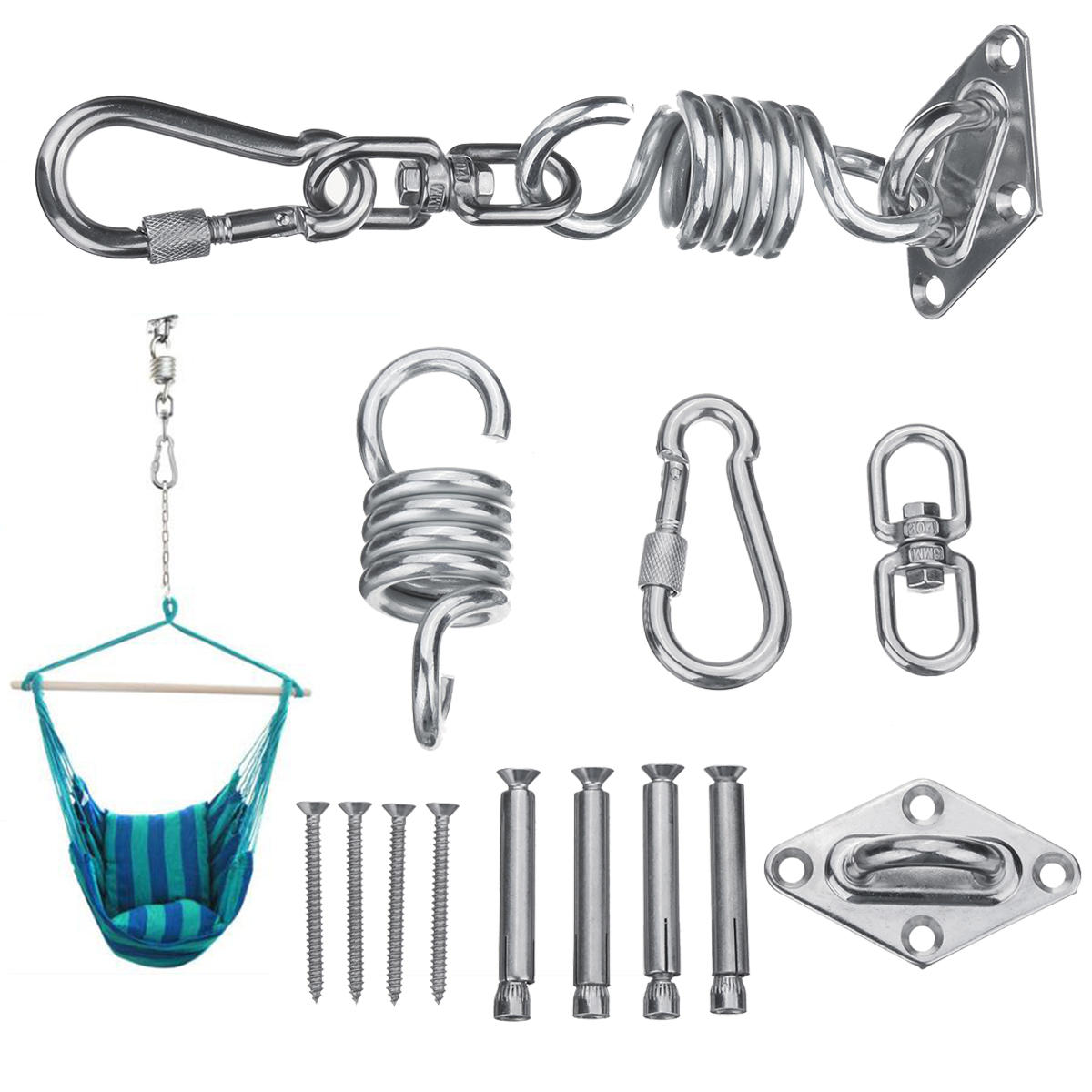 Stainless-Steel-Hammock-Chair-Hanging-Kit--Ceiling-Mount-Spring-Swivel-Snap-Hook-Accessories-1232942-1