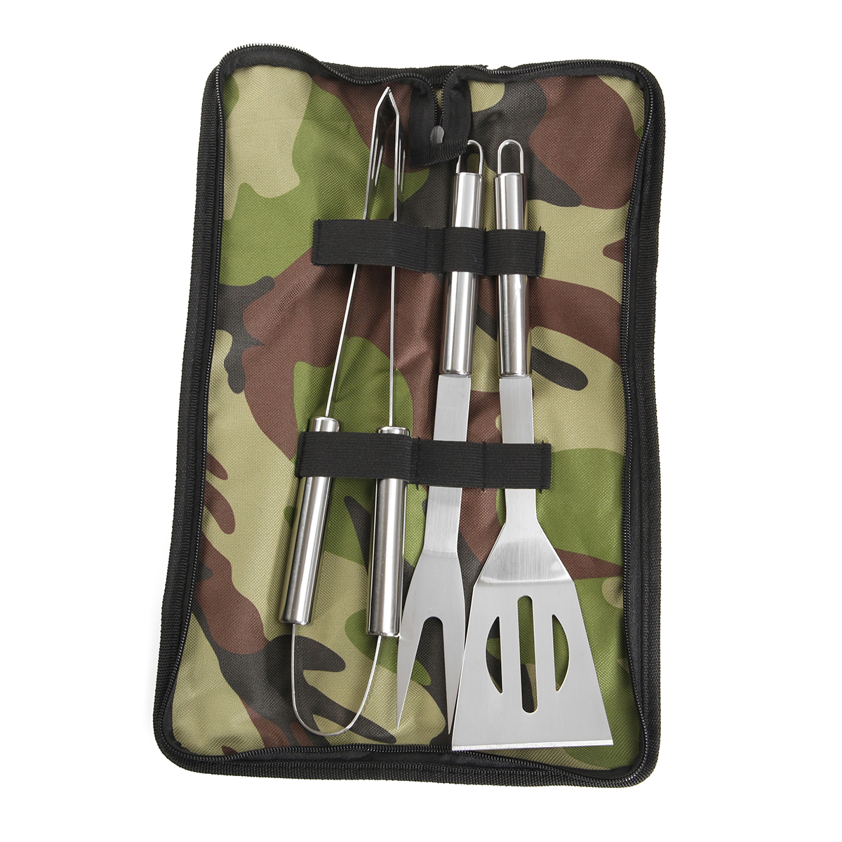 3Pcs-BBQ-Barbecue-Tableware-Stainless-Steel-Cooking-Fork-Gripper-Turner-Set-Portable-Bag-Utensil-1125768-2