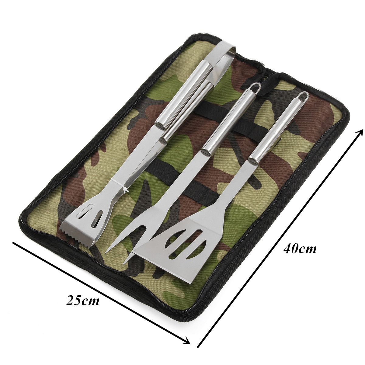 3Pcs-BBQ-Barbecue-Tableware-Stainless-Steel-Cooking-Fork-Gripper-Turner-Set-Portable-Bag-Utensil-1125768-3