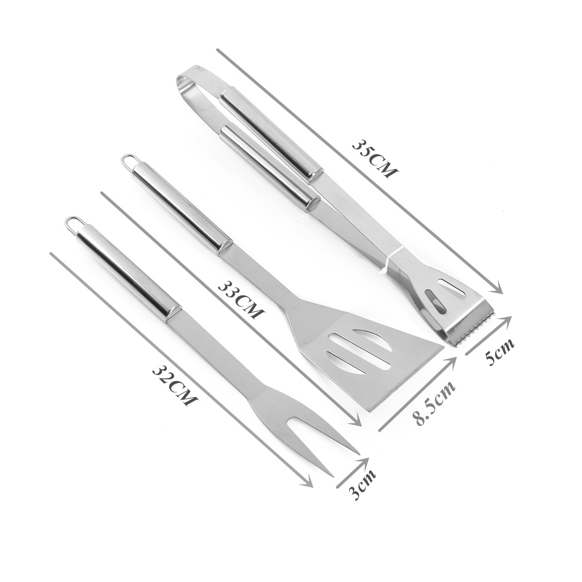 3Pcs-BBQ-Barbecue-Tableware-Stainless-Steel-Cooking-Fork-Gripper-Turner-Set-Portable-Bag-Utensil-1125768-5