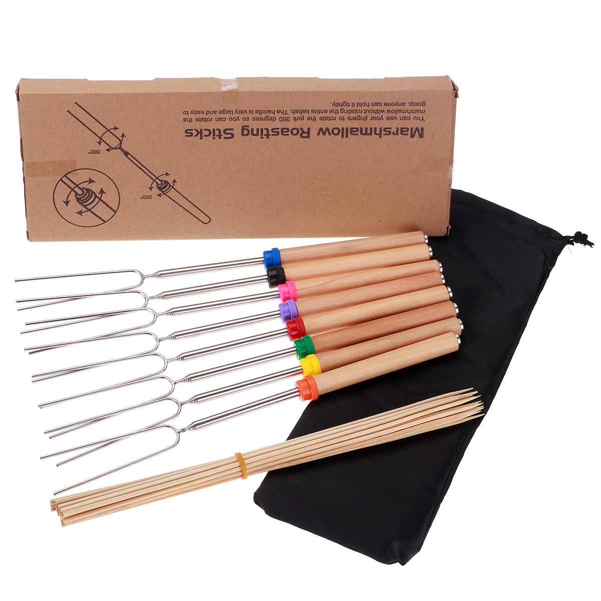 8PCS-Roasting-Sticks-Telescoping-12quot-32quot-Smore-Sticks-Skewers-Set-with-Wooden-Handle-for-BBQ-H-1781134-11