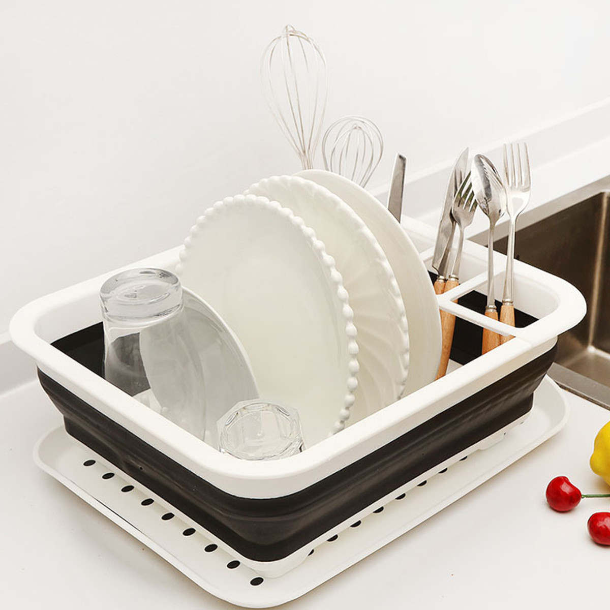 Dish-Drain-Shelf-Collapsible-Storage-Rack-Organiser-Silicone-Utensils-Foldable-Cutlery-Holder-1352206-3