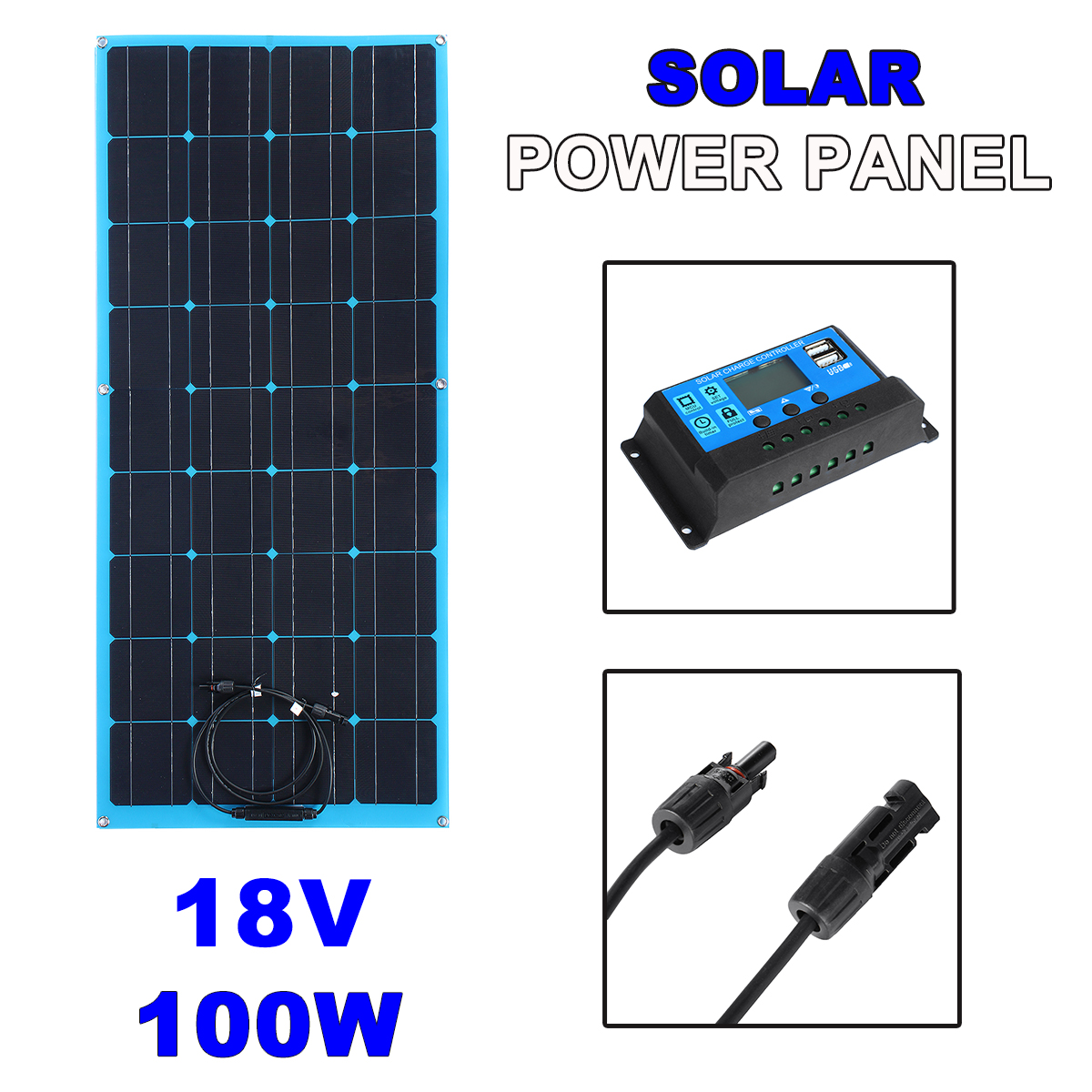 100W-18V-Solar-Panel-Monocrystalline-Semi-flexible-Battery-Charger-Outdoor-Camping-Travel-1856150-3