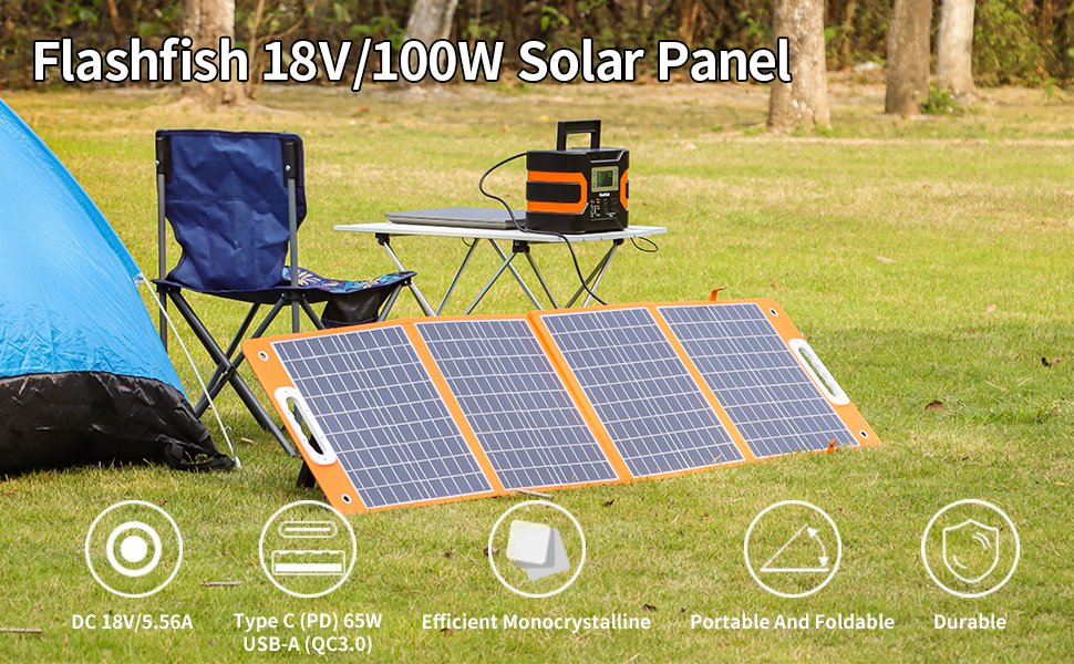 US-Direct-Flashfish-18V-100W-Foldable-Solar-Panel-Emergency-Solar-Charger-With-PD-Type-c-QC30-for-Ph-1926209-3