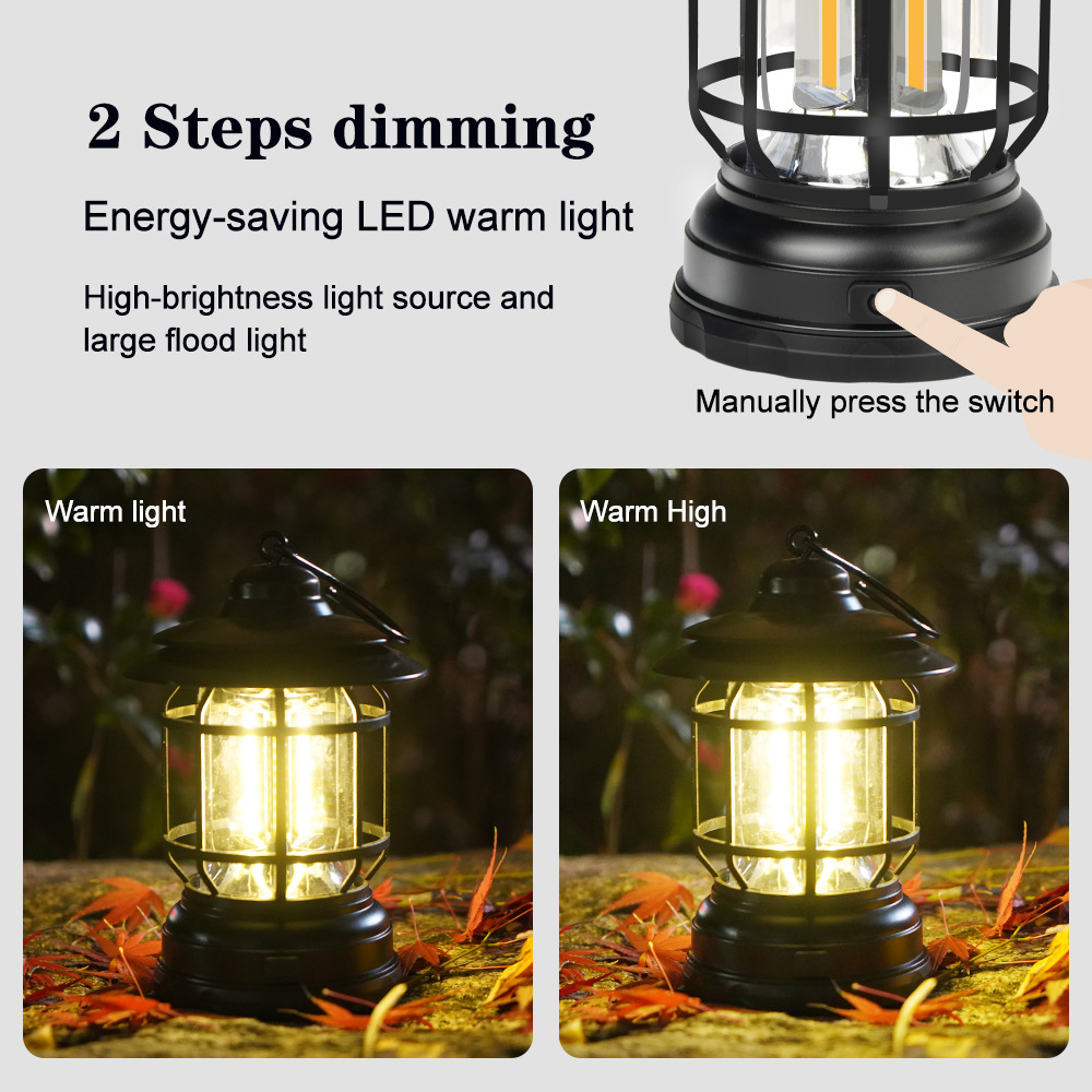 Outdoor-COB-Camping-Lamp-300LM-Retro-Light-Portable-Emergency-Lighting-Tent-Kerosene-Lantern-For-Hik-1926677-4