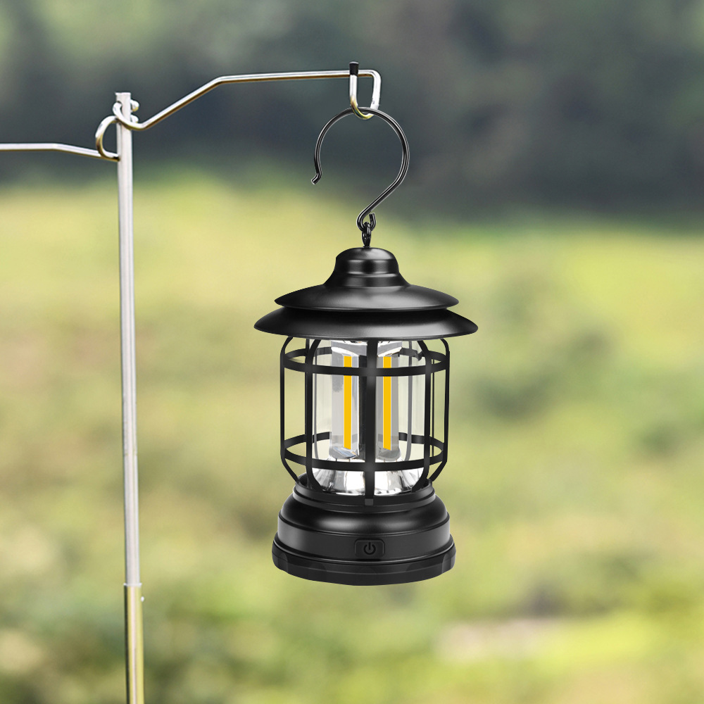 Outdoor-COB-Camping-Lamp-300LM-Retro-Light-Portable-Emergency-Lighting-Tent-Kerosene-Lantern-For-Hik-1926677-9