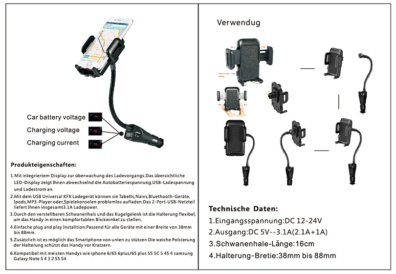 CORHART-Flexible-Gooseneck-LED-Display-Universal-Dual-USB-24V-31A-Quick-Fast-Charging-Car-Charger-Ph-1861244-10