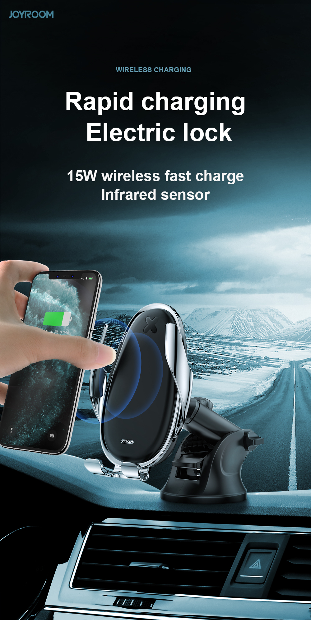 Joyroom-15W-Qi-Wireless-Charger-Infrared-Smart-Sensor-Air-Vent-Dashboard-Car-Phone-Holder-Car-Mount--1611189-1