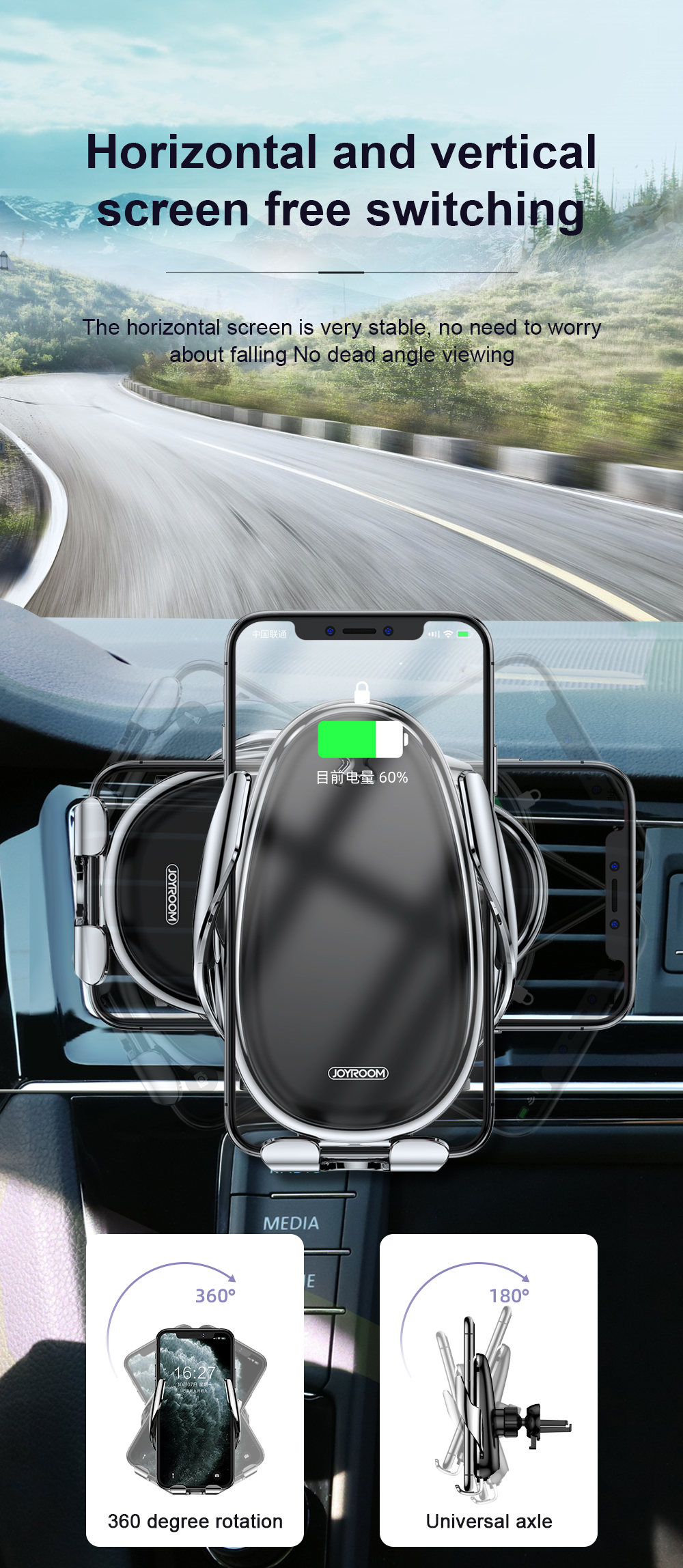 Joyroom-15W-Qi-Wireless-Charger-Infrared-Smart-Sensor-Air-Vent-Dashboard-Car-Phone-Holder-Car-Mount--1611189-11