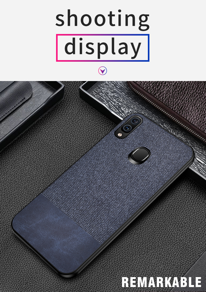 Bakeey-Anti-Fingerprint-Canvas-Splice-TPU-Border-Protective-Case-for-Samsung-Galaxy-A40-2019-1514358-9